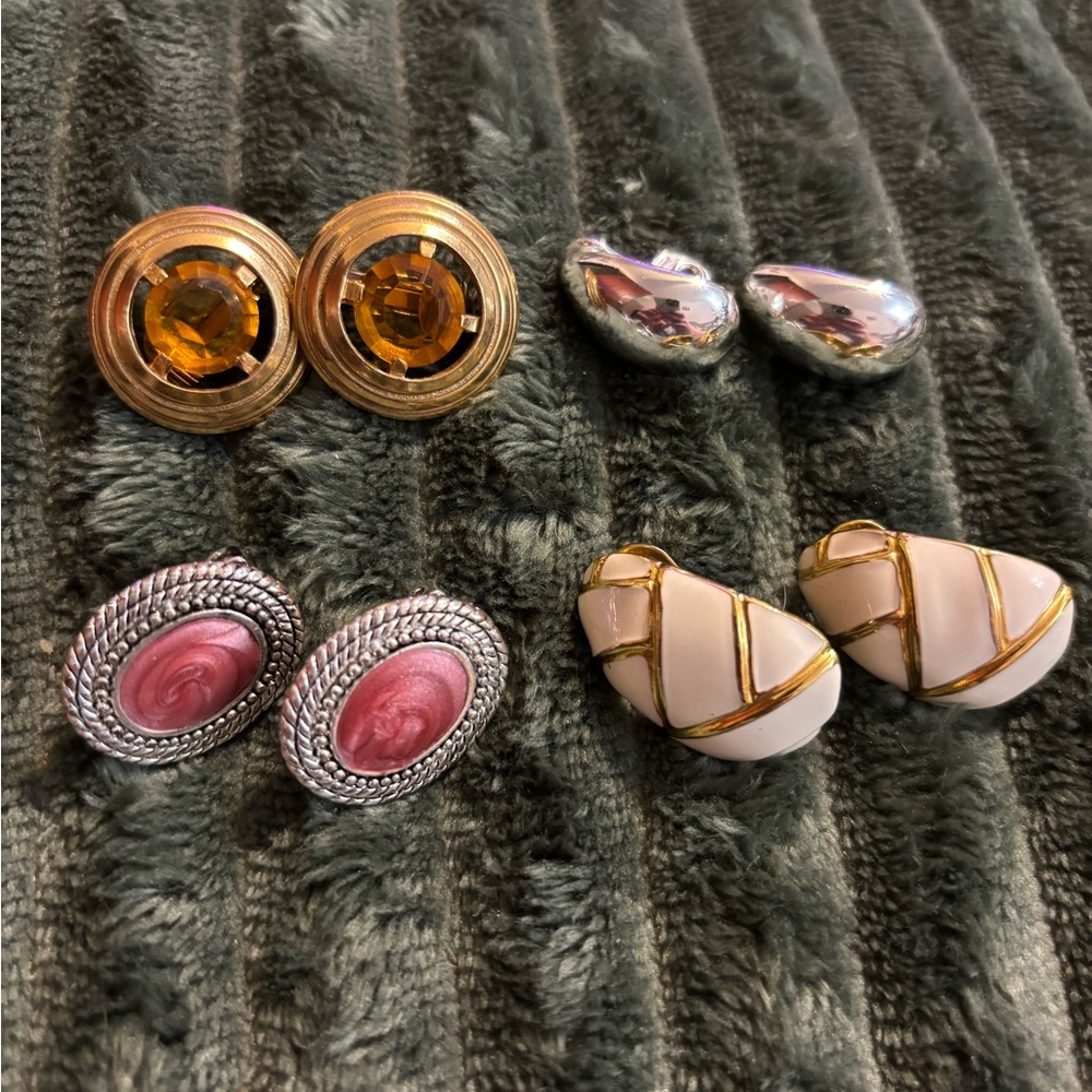 4 Pairs Cute Costume Clip-on Earrings Stylish Fun Elegant Jewelry for Women